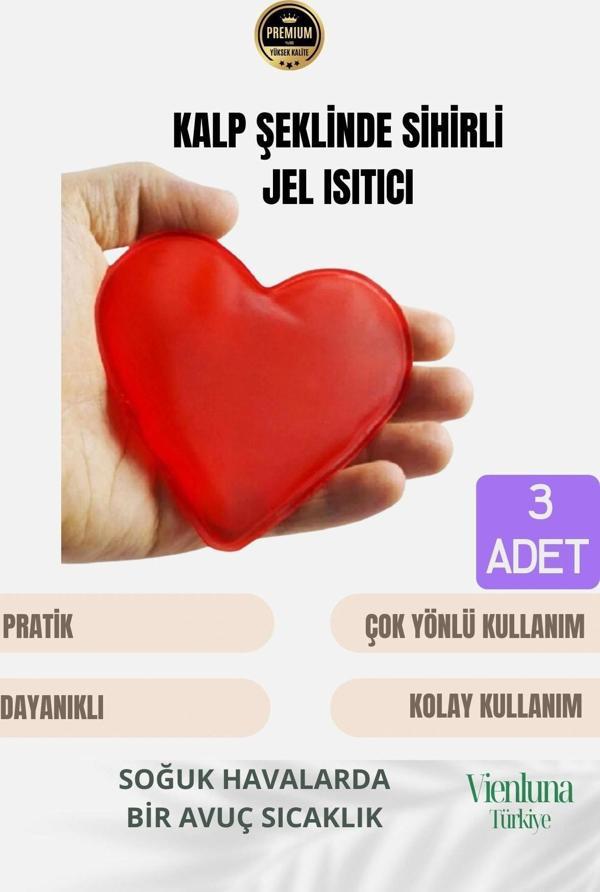 Çok Amaçlı Soğuk Havalarda Kalp Şeklinde Sihirli Jel El Sıcak Tutan Isıtıcı Torba Cep Sobası 3 Adet - Image 1