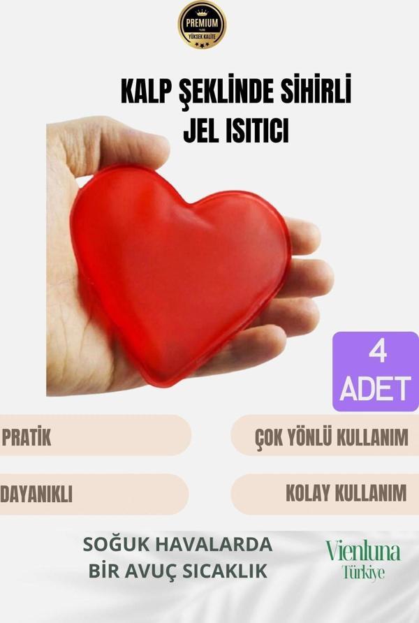 Çok Amaçlı Soğuk Havalarda Kalp Şeklinde Sihirli Jel El Sıcak Tutan Isıtıcı Torba Cep Sobası 4 Adet - Image 1