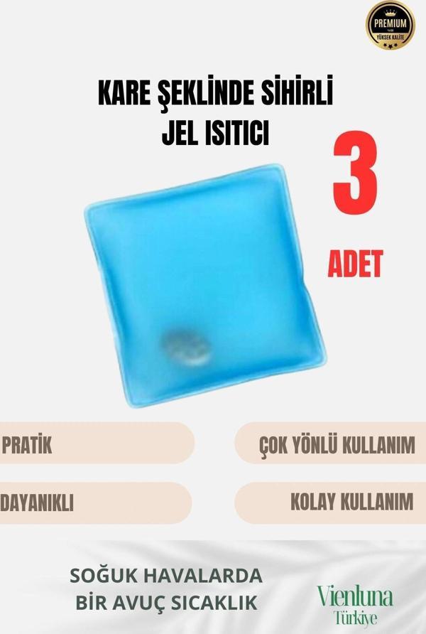 Çok Amaçlı Soğuk Havalarda Kare Şeklinde Sihirli Jel El Sıcak Tutan Isıtıcı Torba Cep Sobası 3 Adet - Image 1