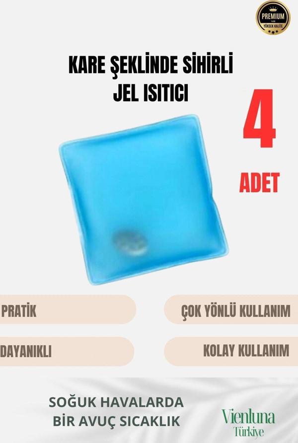Çok Amaçlı Soğuk Havalarda Kare Şeklinde Sihirli Jel El Sıcak Tutan Isıtıcı Torba Cep Sobası 4 Adet - Image 1