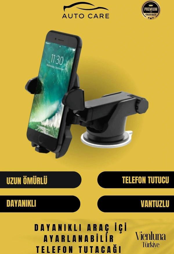 Deluxe Üretim Uzayan Ayarlanan Vantuzlu Cep Telefon Tutucu Otomobil Araç Araba İçi Telefon Tutacağı - Image 1