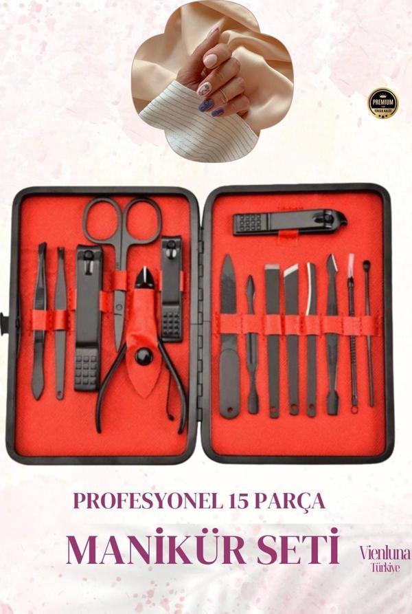 Premium Kalite Dayanıklı Profesyonel Manikür Seti Paslanmaz Çelik El Yüz Ayak Nail Bakım 15 Parça - Image 1