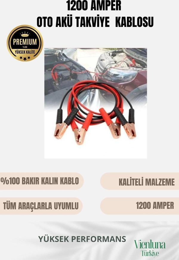 Premium Kalite Tüm Araçlara Uygun %100 Bakır 1200 Amper Dayanıklı Oto Akü Takviye Hızlı Şarj Kablosu - Image 1