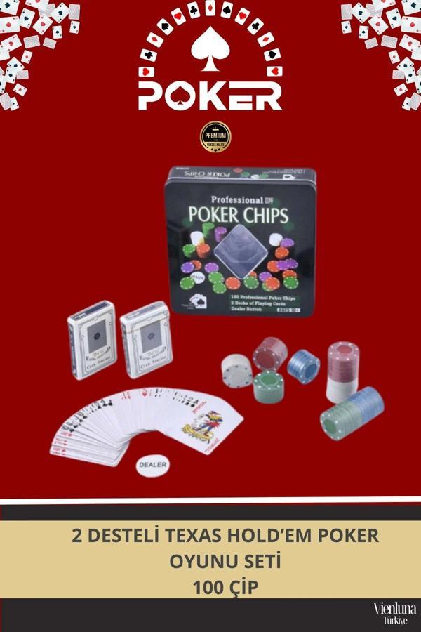 Lüks Texas Holdem Metal Poker Blackjack Seti 100 Çip 2 Deste Casino Poker Oyunu Seti - Image 1