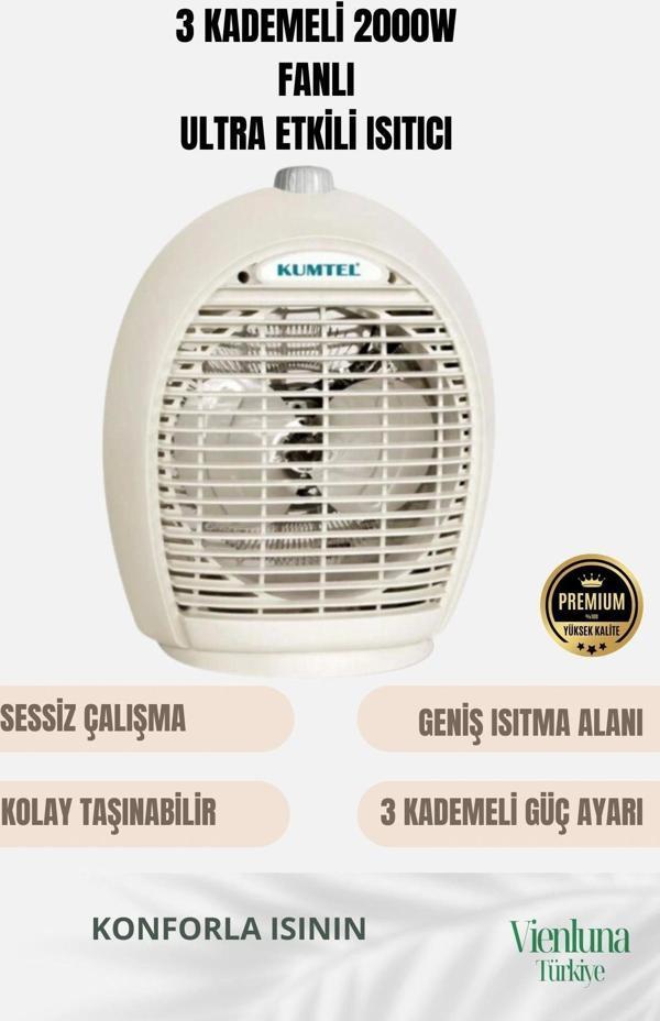 Premium Ürün Ultra Sessiz Masa Üstü Soğuk Sıcak 3 Kademeli 2000 W Fanlı Yüksek  Isıtıcı Uyumlu - Image 1
