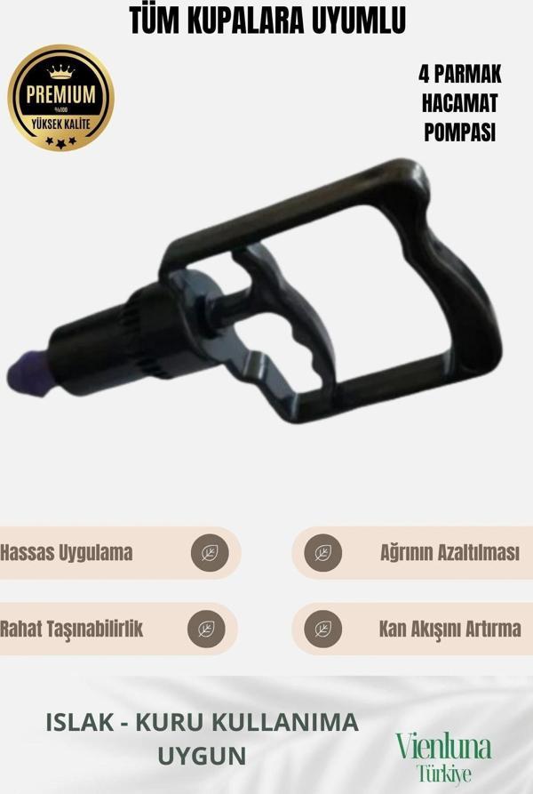 Özel Seri Her Kupaya Uygun 4 Parmak Islak Kuru Kullanıma Uyumlu Dayanıklı Hacamat Pompası - Image 1