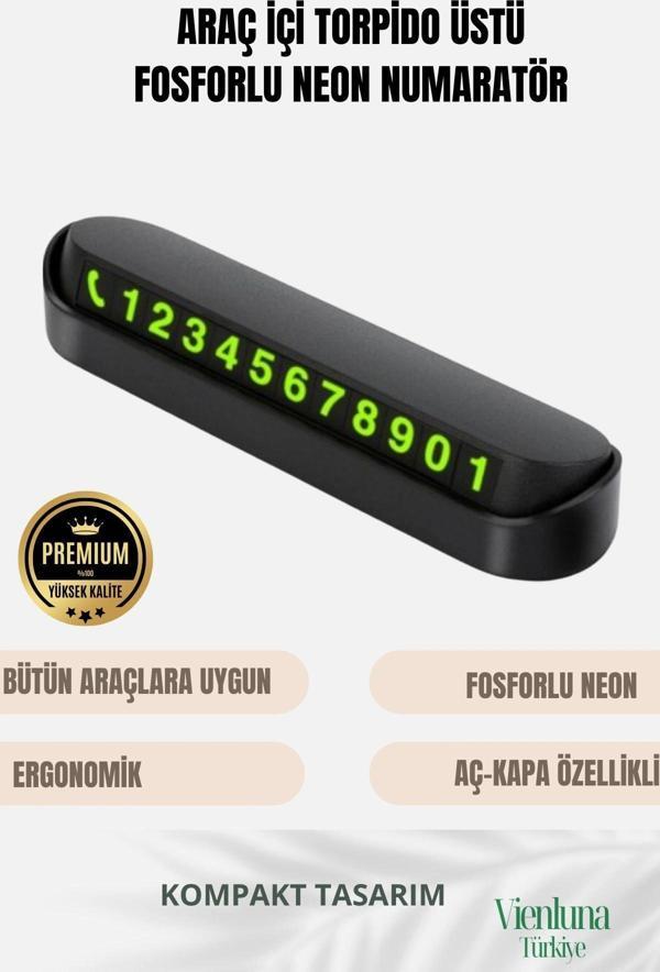 Özel Üretim Araç İçi Torpido Üstü Cam Kartı Telefon Numarası Lüks Fosforlu Neon Aç-Kapa Numaratör - Image 1