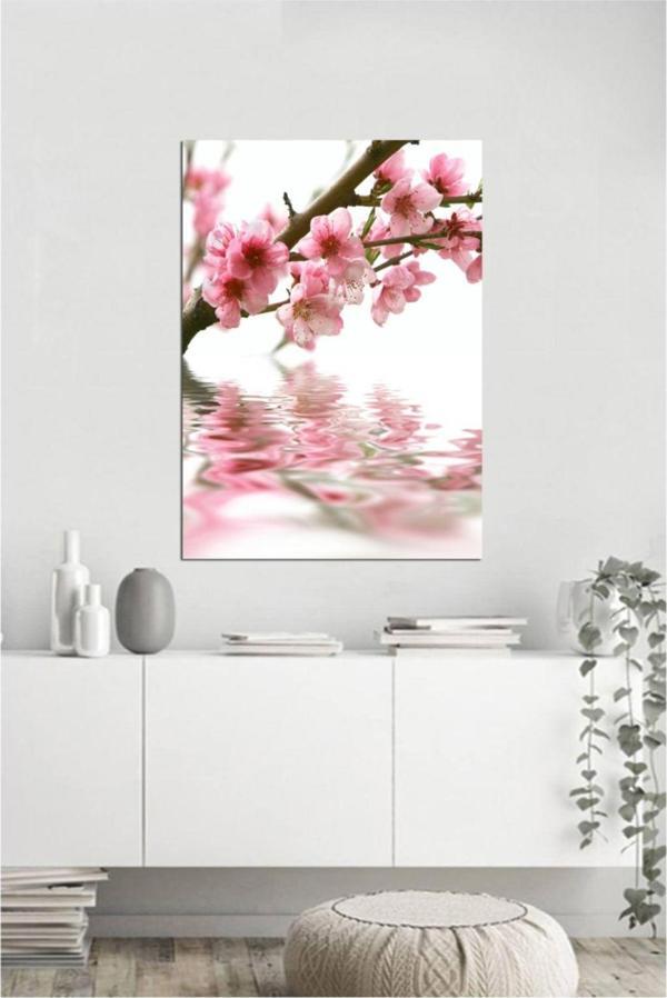 Tablosan Su Üzeri Pembe Çiçek Fotoğraf Kanvas Tablo 50x70 50x70 cm - Image 1