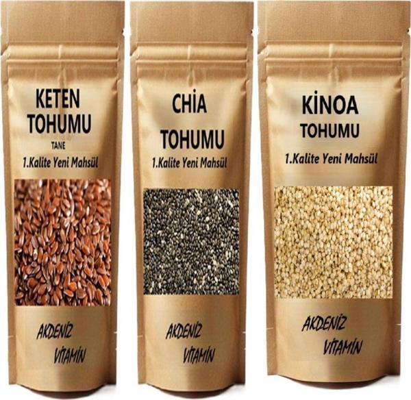 Akdeniz Vitamin 200 gr Chia + 200 gr Kinoa + 200 gr Keten Tohumu - Image 1