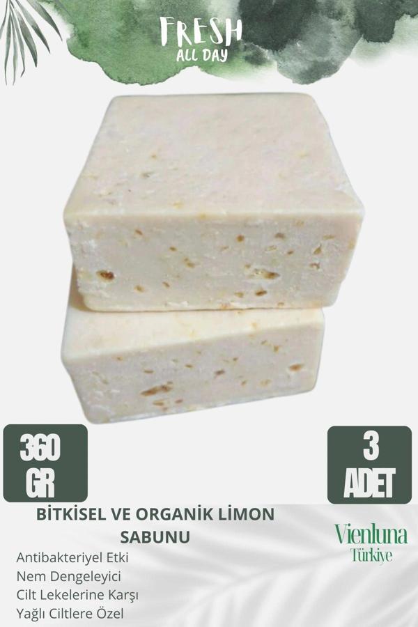 Özel Üretim El Yapımı %100 El YÜz Vücut Saç Lüks Doğal Ferah Kokulu Cilt Dostu Limon Sabunu 3 Adet - Image 1