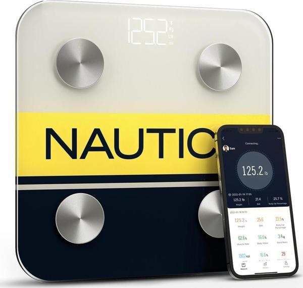 Nautica Sport Collection Vücut Analizli Akıllı Bluetooth Tartı Baskül Logo Sarı - Image 1