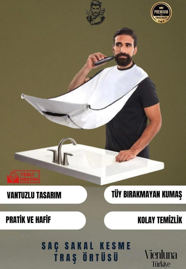 Özel Üretim Kolay Kullanım Aynaya Yapıştırma Aparatlı Vakumlu Evde Saç Sakal Kesme Tıraş Örtüsü - Image 1