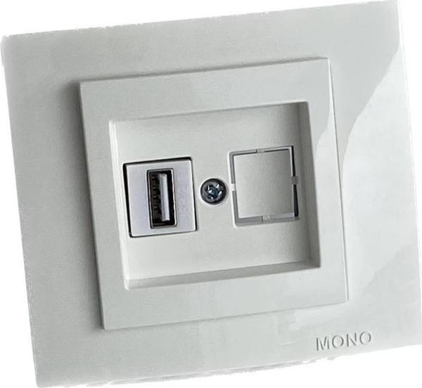 Mono Sıva Altı Usb Priz Beyaz (Adaptörsüz) - Image 1