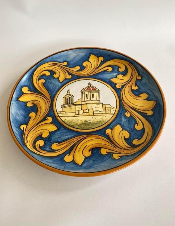 El Yapımı Damgalı Dekoratif Seramik Duvar Tabağı 32cm - Image 1