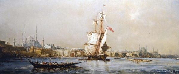 Tablosan Yağlı Boya Eski Istanbul Kanvas Tablo (Fausto Zonaro) 40x100 cm 40x100 cm - Image 1