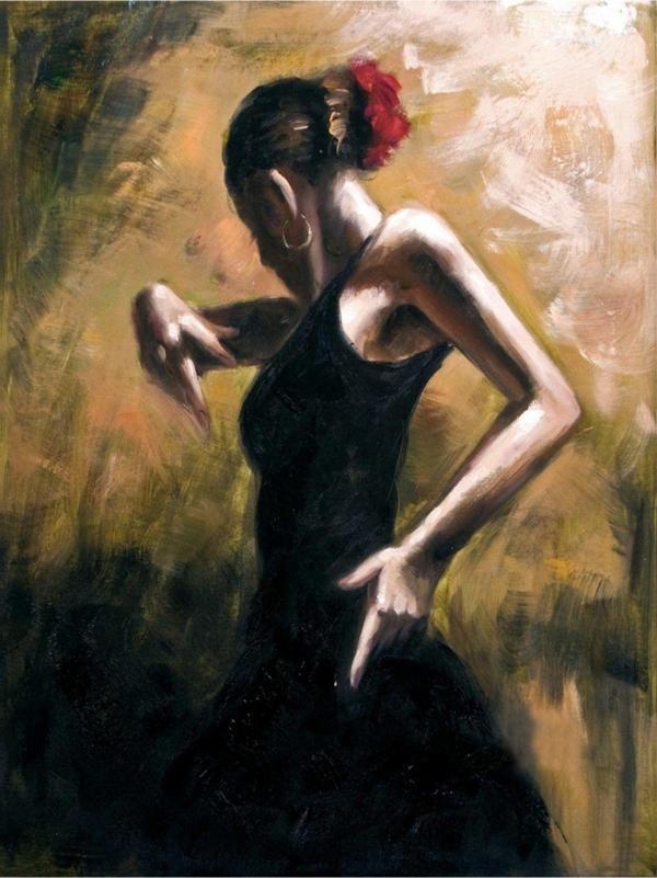 Tablosan Yağlı Boya Ispanyol Dansçı Kadın Kanvas Tablo 30x40 cm 30x40 cm - Image 1