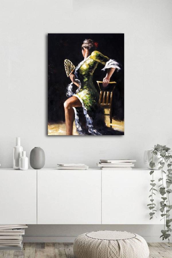 Tablosan Yağlı Boya Ispanyol Dansçı Kadın Kanvas Tablo 30x40 cm 30x40 cm - Image 1