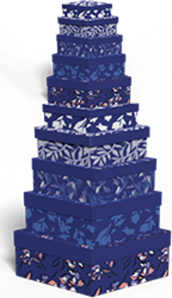 Ekstrafix Hediye Kutusu Dikdörtgen 10 Lu Çiçek Mavi Hk-102 - Image 1