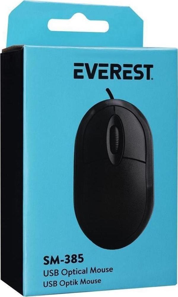 Everest Sm-385 K 1.9 Metre Bakır Kablolu Usb Siyah 1200Dpi Optik Kablolu Mouse - Image 1
