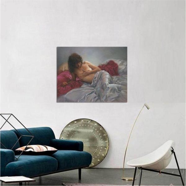 Tablosan Yağlı Boya Uzanan Kadın Kanvas Tablo 50x70 cm B-19-072 50x70 cm - Image 1