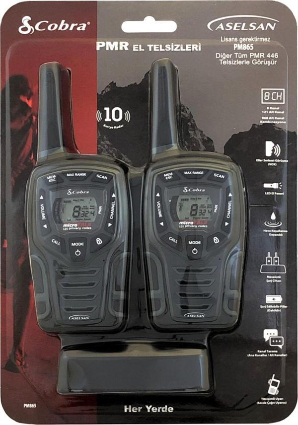Aselsan Pm-865 Pmr El Telsizi 2 Li Paket 8 Kanal + 121 Alt Kanal 8 Km Menzilli - Image 1