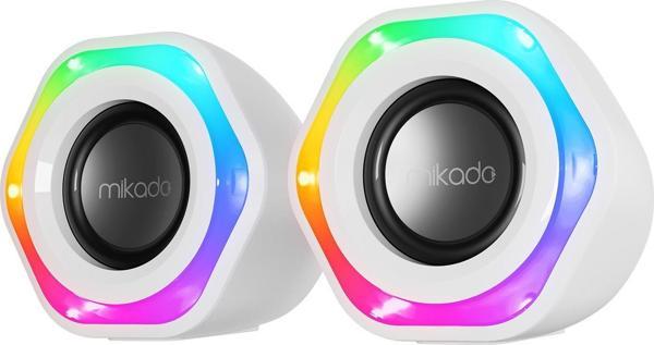 Mikado Md-176 2.0 3W-2 Beyaz Rgb Aydınlatmalı Usb + 3.5Mm Usb 5V Speaker Hoparlör - Image 1