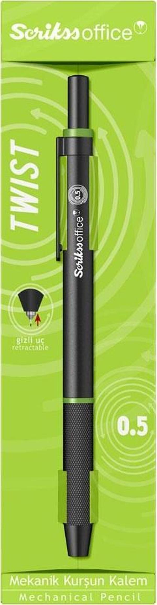 Scrikss Twist Versatil Kalem (Mekanik Kurşun Kalem) 0.5 Mm Yeşil Şeffaf Ambalaj T00STCC5TWS11A - Image 1