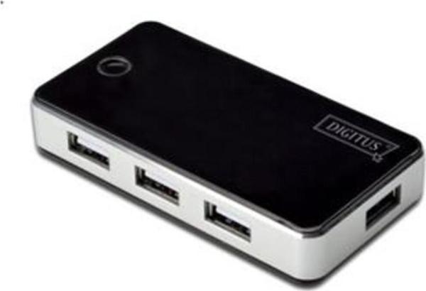 Digitus Da-70222 7 Port Usb Hub, Usb 2.0, Siyah-Gümüş Renk, Güç Adaptörlü, Plastik - Image 1