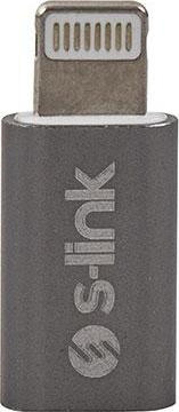 S-Link Sl-Ta20M Gümüş Metal Gövde Microusb 5Pin F To Lightning M Çevirici - Image 1