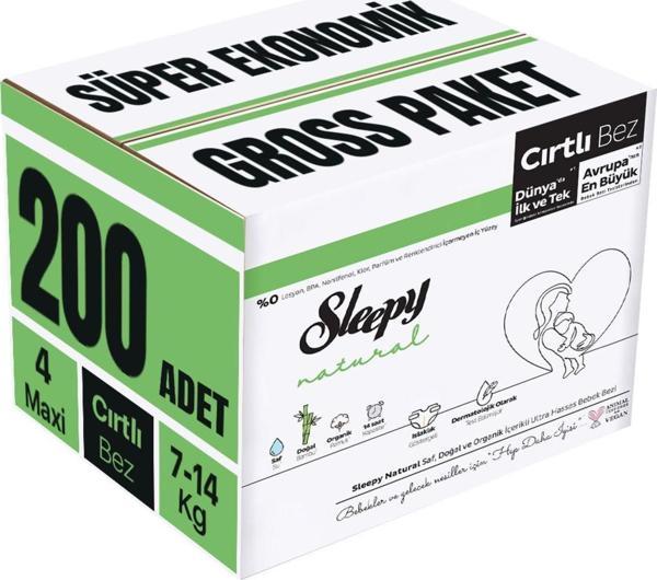 Sleepy Bebek Bezi Natural Beden:4 (7-14Kg) Maxi 200 Adet Süper Ekonomik Gross Pk - Image 1