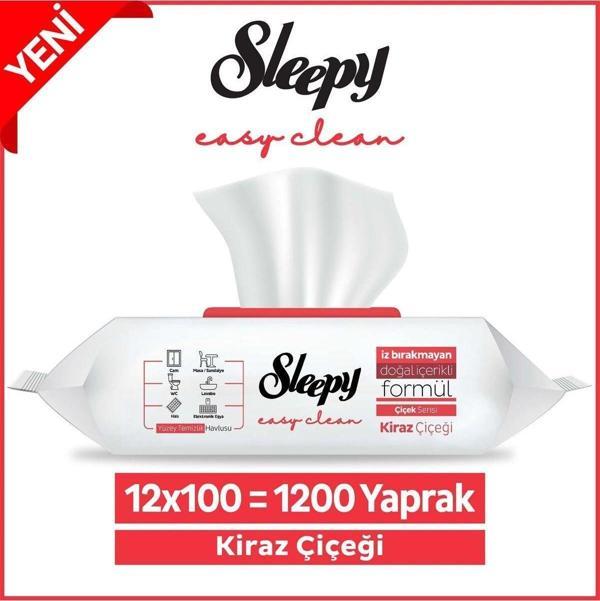 Sleepy Easy Clean Kiraz Çiçeği Yüzey Temizlik Havlusu 12X100 (1200 Yaprak) - Image 1