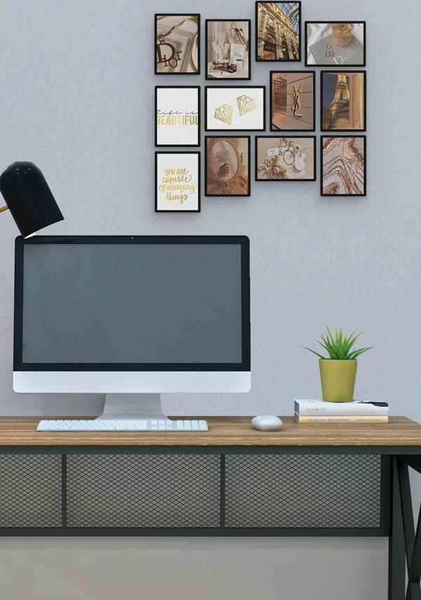 Altın Sarısı 12 Parça Mdf (ahşap) Tablo Ofis Boyu  - Image 1