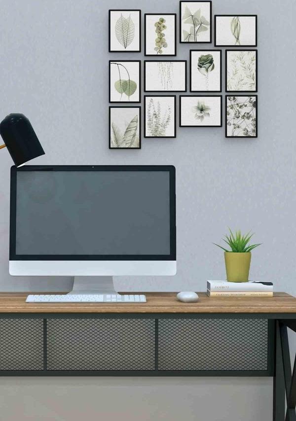 Soluk Çiçekler 12 Parça Mdf (ahşap) Tablo Ofis Boyu  - Image 1