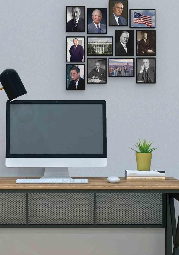 Amerikan Başkanları 12 Parça Mdf (ahşap) Tablo Ofis Boyu  - Image 1