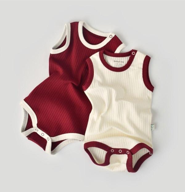 Baby Cosy Ribana 2 Li Askılı Badi Ekru - Kırmızı 3-6 Ay - Image 1