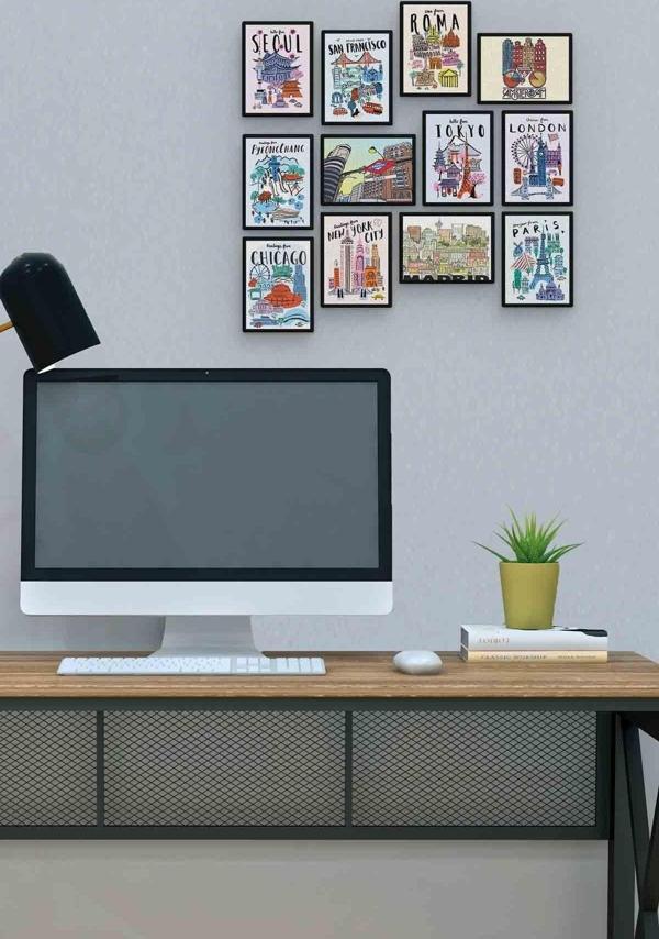 Şehirler 12 Parça Mdf (ahşap) Tablo Ofis Boyu  - Image 1