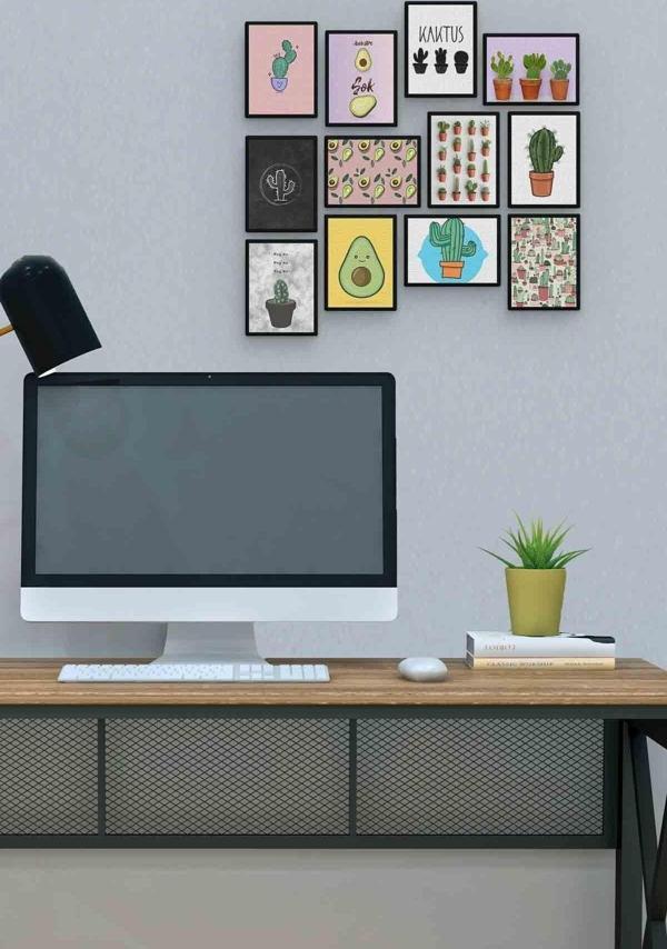Kaktüs 12 Parça Mdf (ahşap) Tablo Ofis Boyu  - Image 1