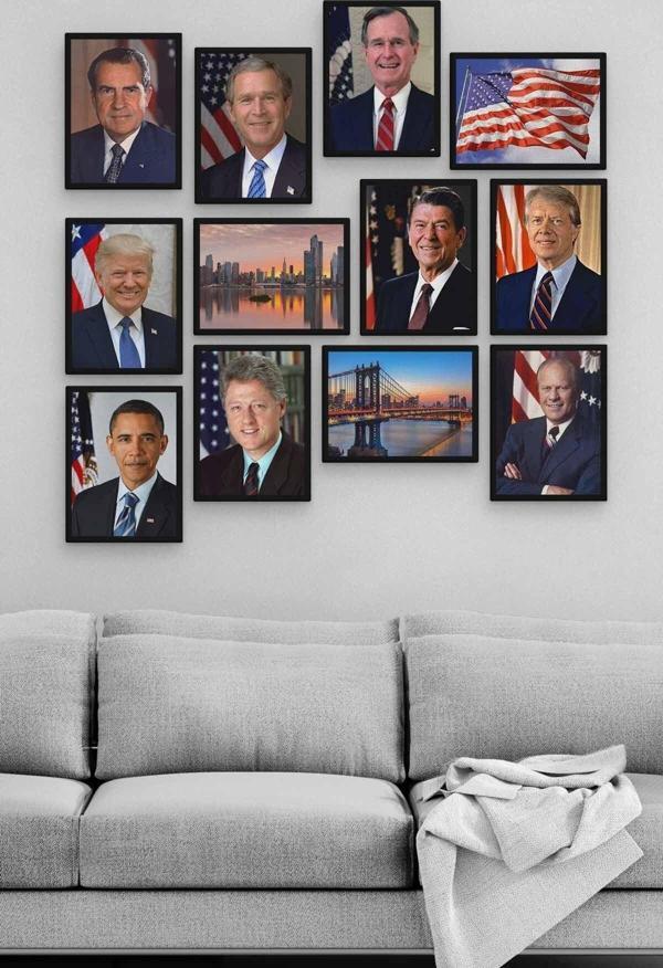Amerikan Başkanları 12 Parça Ahşap Mdf Tablo Zlltb411 - Image 1