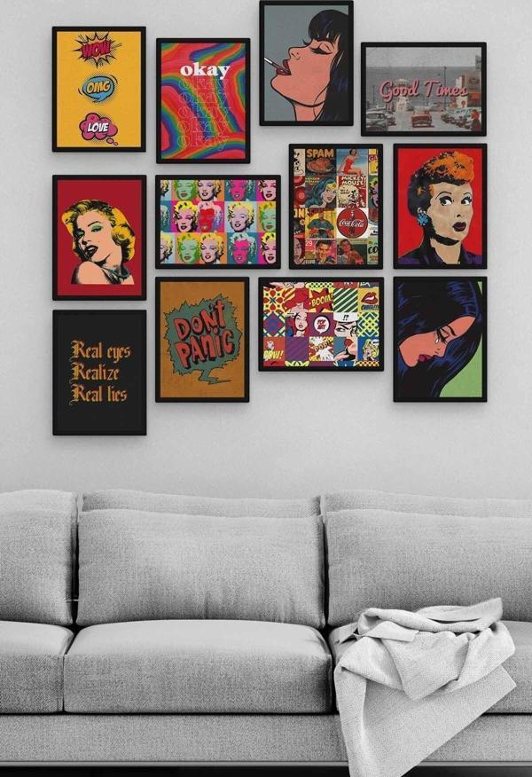 Pop Art 12 Parça Ahşap Mdf Tablo Zlltb215 - Image 1