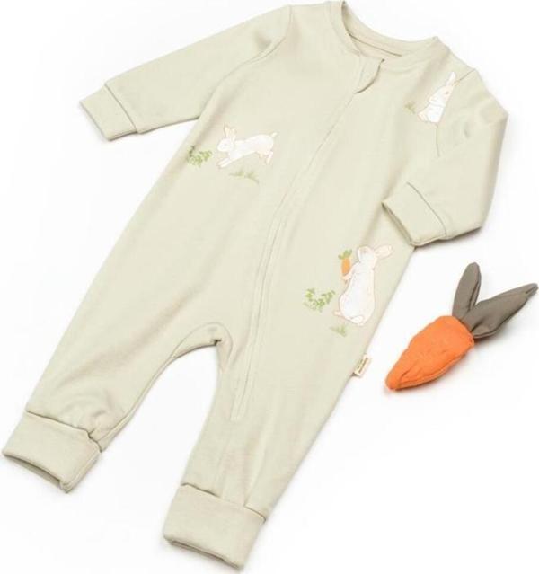 Baby Cosy Bebek Fermuarlı Tulum %100 Organik Pamuk, Bebek Ve Yenidoğan Serisi - Csy3045 Ekru 12-18 Ay - Image 1
