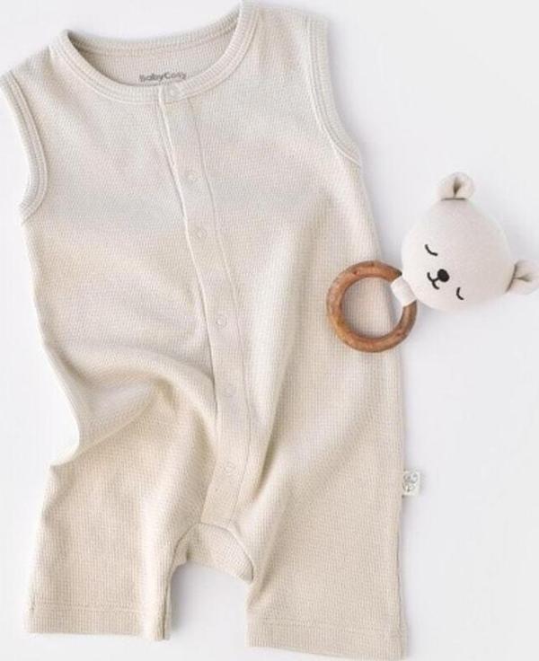 Baby Cosy Organik Waffle Askılı Tulum Csyw1006 Taş 18-24 Ay - Image 1