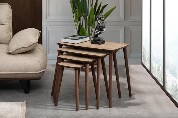 LUCİ 4LÜ MDF AHŞAP ZİGON SEHPA - MEŞE - Image 1