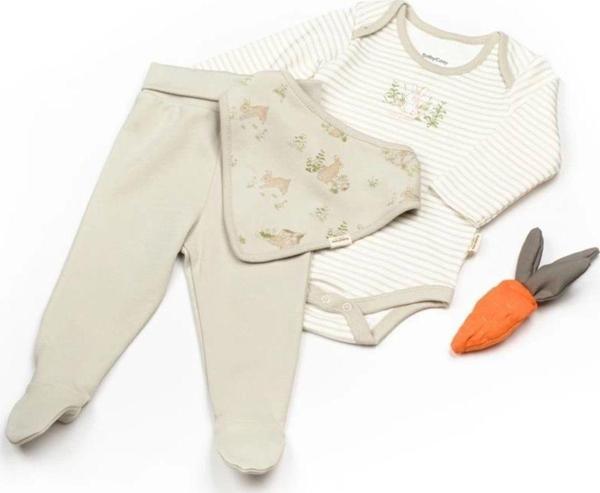 Baby Cosy Bebek 3Lü Set %100 Organik Pamuk, Bebek Ve Yenidoğan Serisi - Csy5201 Ekru 0-3 Ay - Image 1