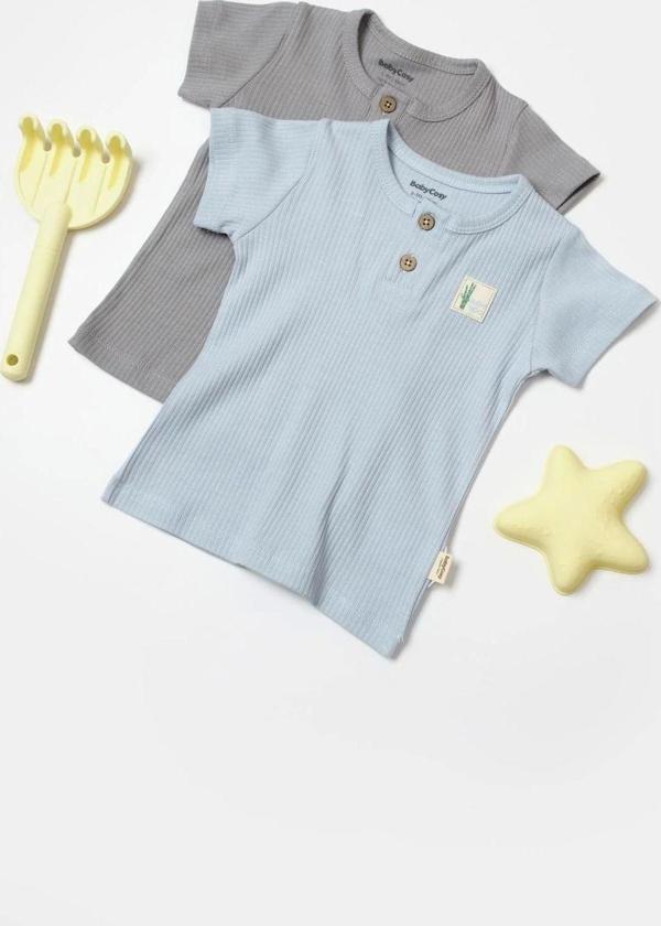 Baby Cosy Organik 2 Li Tşört Csyb9023 Mavi 6-9 Ay - Image 1
