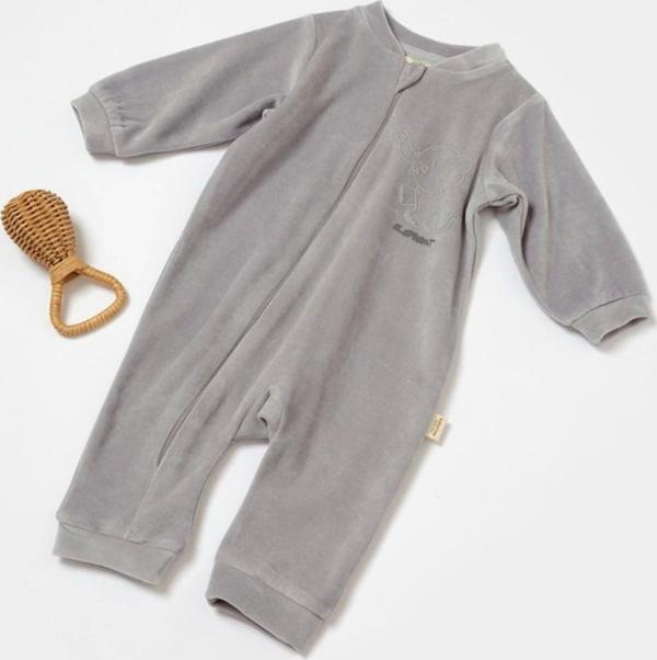Baby Cosy Bebek Fermuarlı Tulum, %80 Organik Pamuk, Bebek Ve Yenidoğan Serisi - Csyk6056 Gri 12-18 Ay - Image 1