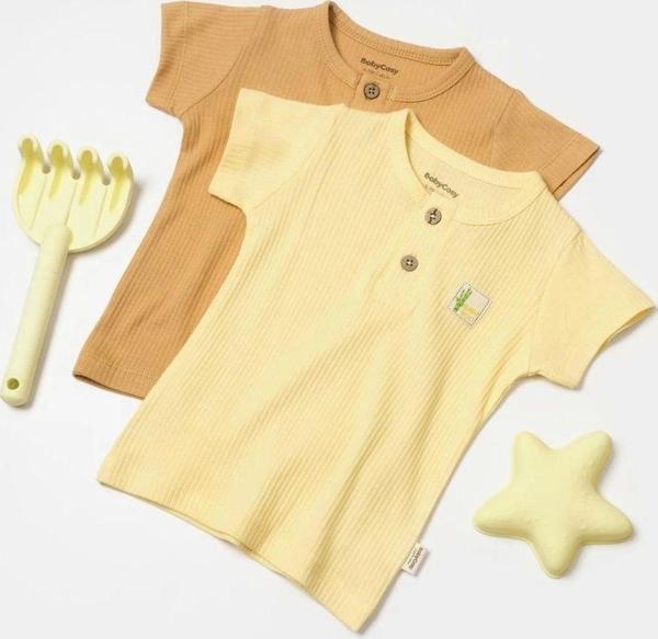 Baby Cosy Bebek 2'Li Tişört, %50 Bambu - %50 Organik Pamuk, Bebek Ve Yenidoğan Serisi - Csyb9022 Sarı 12-18 Ay - Image 1