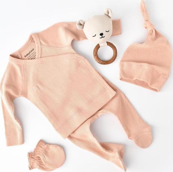 Baby Cosy Bebek 4’Lü Takım (Pantolon, Uzun Kol T-Shirt, Şapka, Eldiven), Bebek Ve Yenidoğan Serisi - Csym24513 Koyu Bej 6-9 Ay - Image 1