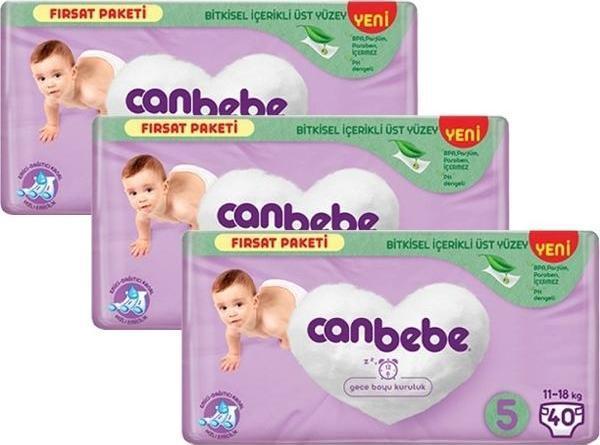 Canbebe Bebek Bezi Fırsat Paketi 5 Beden Junior (11-18Kg)40 lı x3 Adet - Image 1