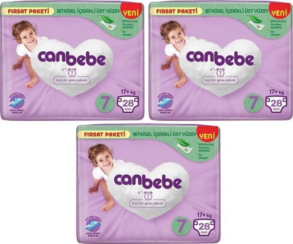 Canbebe Bebek Bezi Fırsat Paketi 7 Beden XXL (17+ Kg) 28 li x 3 Adet - Image 1