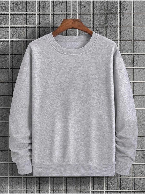 Mad&Calf Erkek Basic Bisiklet Yaka 3 İplik Şardonsuz Sweatshirt Gri XL - Image 1